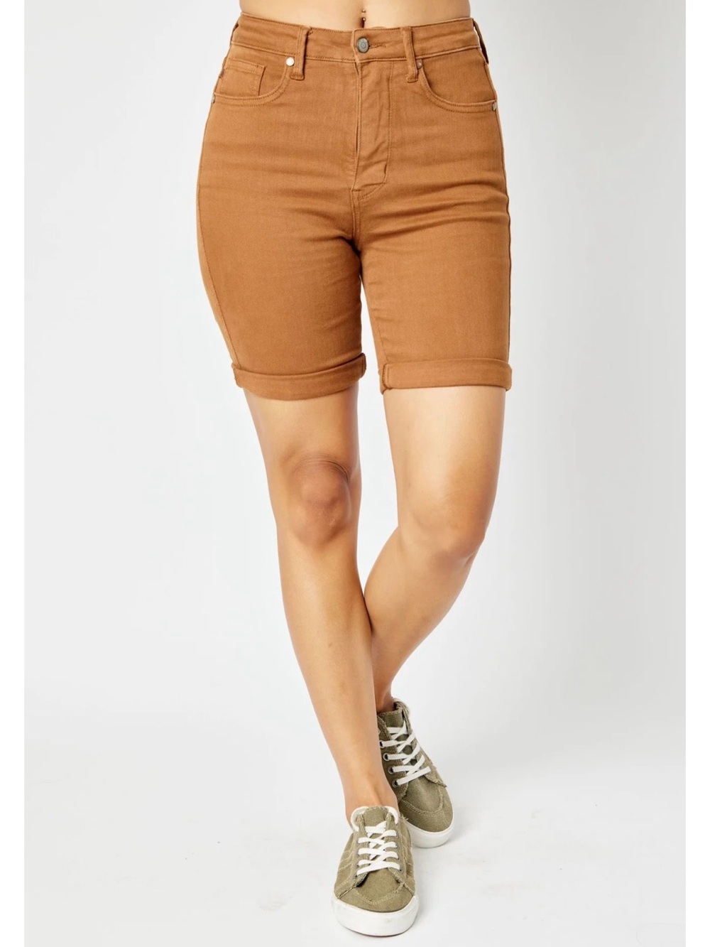 Judy Blue Caramel High-Rise 7-inch Shorts